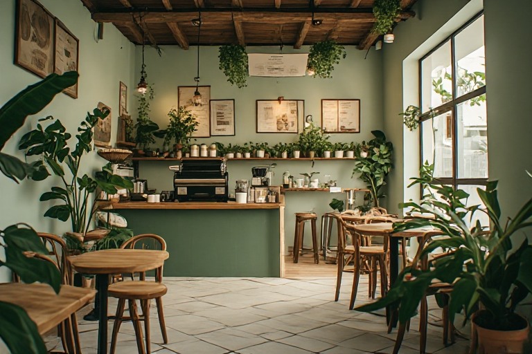 Café WebRelay rodeado de jardín en Aguadilla